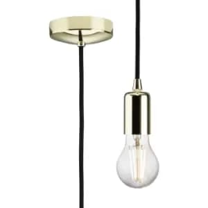 Knightsbridge - 1.8m E27 Contemporary Pendant Set - Polished Brass 230V IP20 80W
