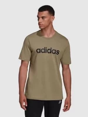 adidas Linear Logo T-Shirt, Green/Black Size XL Men