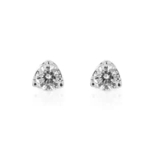 Diamonfire Silver Zirconia Three Claw Solitaire Stud Earrings