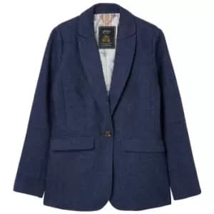 Joules Womens Bramble Recycled Wool Blazer Blue Herringbone 12