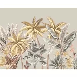 Tropical Palm Trees Grey Wall Mural - 3.5m x 2.8m