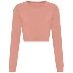 Awdis Womens/Ladies Long-Sleeved Crop T-Shirt (M) (Dusty Pink)