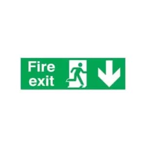 Fire Exit Arrow Down - Rigid Polypropylene - 150mm x 450mm - FFX04211R - Signs&labels