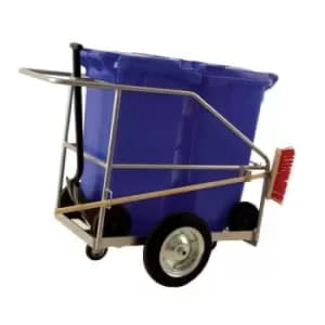 Street Cleaning Barrow with 2 x 120L Green Wheelie Bins, Brush And Shovel