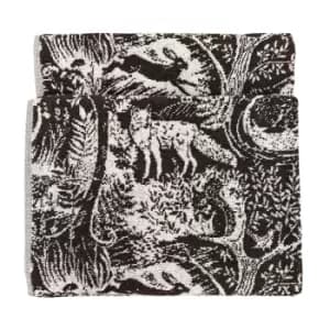 Winter Woods Animal Jacquard Bath Towel Charcoal
