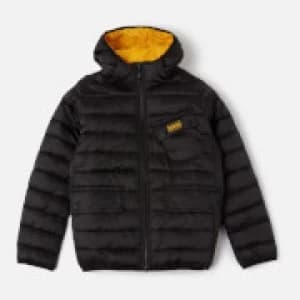 Barbour Boys' Ouston Hooded Quilted Jacket - Black/Yellow - L