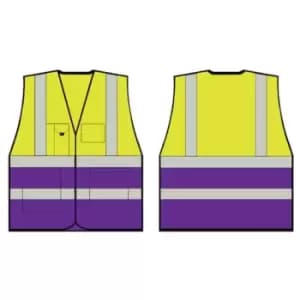 B-Seen TWO TONE EXECUTIVE WAISTCOAT SAT YELLOW/PURPLE SML