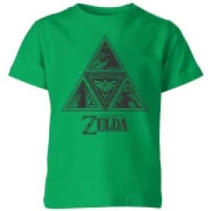 Nintendo The Legend Of Zelda Triforce Kid's T-Shirt - Kelly Green - 11-12 Years