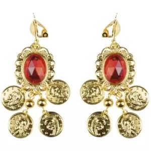 Gypsy Earrings Fancy Dress Accessory (Gold/Red)