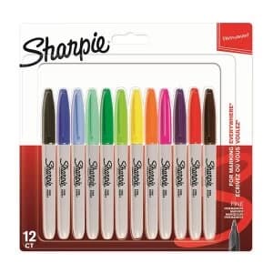 Sharpie Permanent Markers Fine Tip Assorted Colours 12 pack