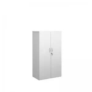 Duo double door cupboard 1440mm high with 3 shelves - white