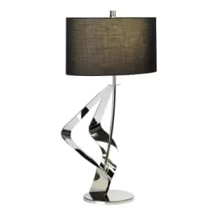 Table Lamp Black Shade Highly Polished Nickel Finish LED E27 60W Bulb
