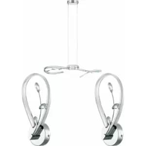 Loops - Ceiling Pendant & 2x Matching Wall Lights Chrome & Crystal Curved Arm LED Strip