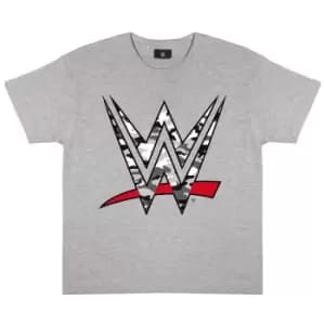 WWE Girls Camo Logo Heather T-Shirt (12-13 Years) (Heather Grey)