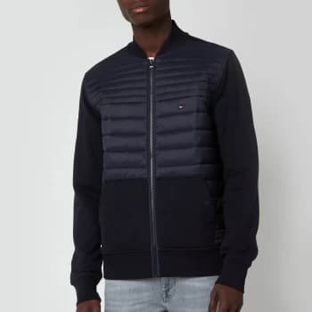 Tommy Hilfiger Mens Mixed Media Baseball Jacket - Desert Sky - L