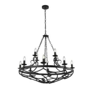Cartwheel 12 Light Pendant, Chain Black