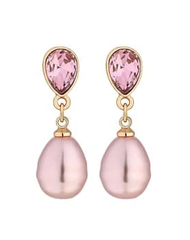 Mood Pink Pearl & Crystal Drop Earrings