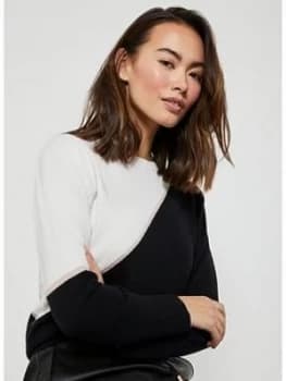 Mint Velvet Asymmetric Blocked Easy Knit - Black/Ivory