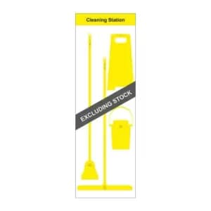 Shadow Board Cleaning Station with Lean Stand, Board Only with Hooks, Style C Yellow, (650mm x 2000mm)