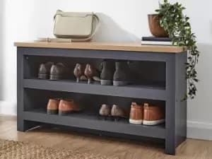 GFW Lancaster Slate Blue and Oak Simple Shoe Bench Flat Packed