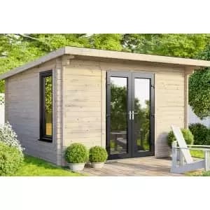 Power Sheds 12 x 10ft Central Doors Pent Log Cabin