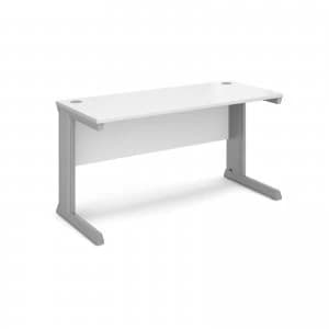Vivo Straight Desk 1400mm x 600mm - Silver Frame White Top