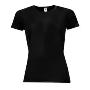 SOLS Womens/Ladies Sporty Short Sleeve T-Shirt (M) (Black)
