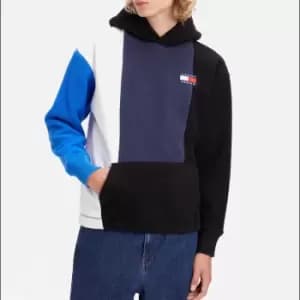 Tommy Jeans Mens Relaxed Polar Block Hoodie - Black - S