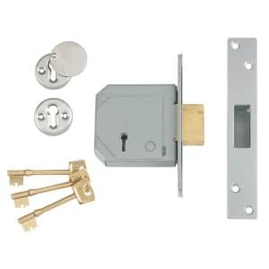 Union 3G114E 5 Lever Mortice Deadlock C-Series 67mm 2.5" - Satin Chrome