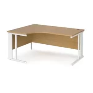 Office Desk Left Hand Corner Desk 1600mm Oak Top With White Frame 1200mm Depth Maestro 25 MCM16ELWHO