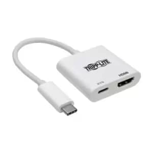 Tripp Lite U444-06N-H4K6WC USB-C to HDMI Adapter (M/F) - 4K 60 Hz 60W PD Charging HDCP 2.2 White