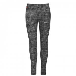 Lee Cooper AOP Jeggings Ladies - Black/White Grd
