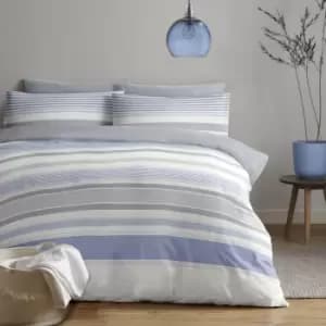 Chambray Strip Duvet Set - King - TJ Hughes