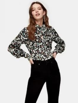 Topshop Twist Neck Oriental Blouse - Multi