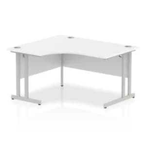 Impulse 1400mm Left Crescent Desk White Top Silver Cantilever Leg I003