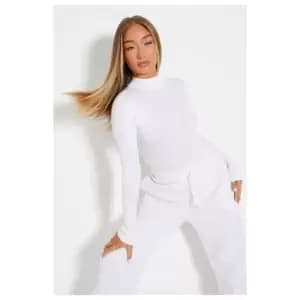 I Saw It First Cotton Rib Roll Neck Bodysuit - White