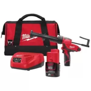 M12 PCG/310C-201B M12 12V Sub Compact Caulk Gun with 310ml Cartridge Holder & 1x 2.0Ah Battery - Milwaukee