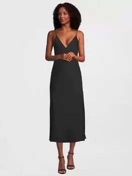 Calvin Klein Midi Slip Dress - Black, Size 38, Women