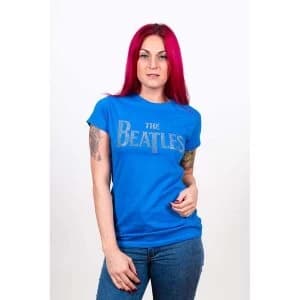 The Beatles - Drop T Logo Womens Small T-Shirt - Blue
