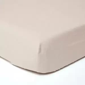 Natural Linen Deep Fitted Sheet, King - Natural - Natural - Homescapes