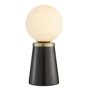 Complete Table Lamp Black Marble, Matt Antique Brass Plate