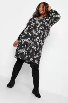 Printed Long Sleeve Smock Dress