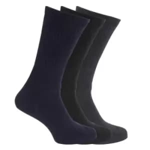 Mens Extra Wide Comfort Fit Wide Feet Diabetic Socks (3 Pairs) (UK 6-11 EURO 39-45) (Navy/ Black)