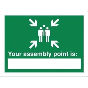Stewart Superior SP076PP Self Adhesive Semi Rigid Write On Polyproylene Sign 200x150mm Your Fire Assembly Point Is
