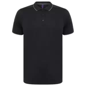 Henbury Mens HiCool Tipped Polo Shirt (4XL) (Navy/Charcoal)