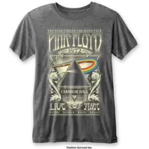 Pink Floyd - Carnegie Hall Unisex Large Burn Out T-Shirt - Grey