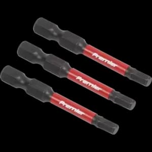 Sealey Impact Power Tool Hexagon Screwdriver Bits Hex 4mm 50mm Pack of 3