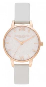 Olivia Burton Womens Glitter Dial Vegan Leather Strap Watch