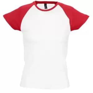 SOLS Womens/Ladies Milky Contrast Short/Sleeve T-Shirt (M) (White/Red)