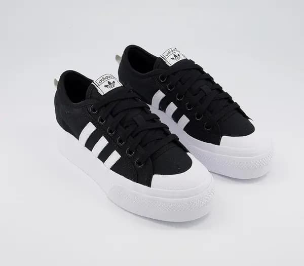 Adidas Womens Nizza Platform Black White, 4